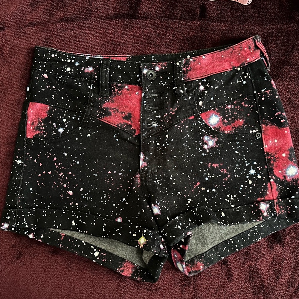 Blackheart Black & Pink Galaxy Jean Shorts